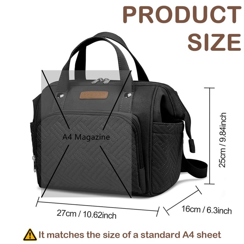 FHELAD Small Diaper Bag, Stroller Organizer with Insulated Cup Holder & Detachable Shoulder Strap, Convertible Diaper Bag Tote for Short Trip (Black) | 5 in 1 Diaper Bag, Short Trips & Daily - Image 2